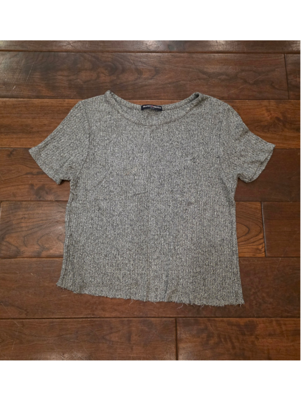 Women's Brandy Melville Grey Short Sleeve Ribbed Tee one size